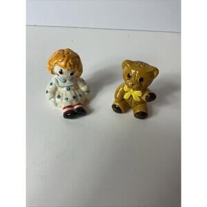 Vintage 1970s Avon Raggedy Ann and Friendly Teddy Bear Salt and Pepper Shakers